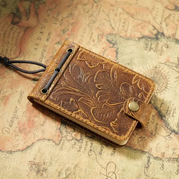 Vintage Leather Cover Portable Telephone Log Pocket Notepad
