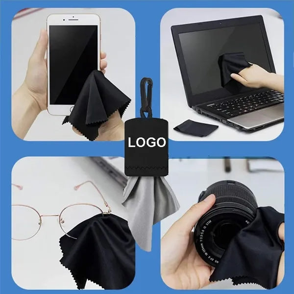 Microfiber Eyeglass Cleaning Cloth Keychain with Pouch
