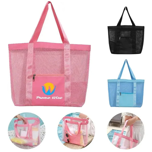 Foldable Sandproof Summer Beach Bag with Zipper Pocket