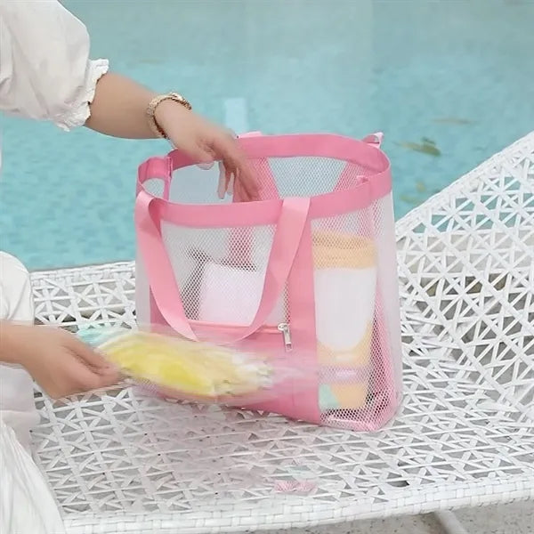Foldable Sandproof Summer Beach Bag with Zipper Pocket
