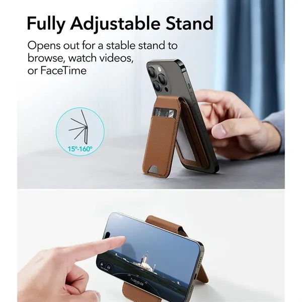 Adjustable Leather Lightweight Magnetic Phone Wallet Stand