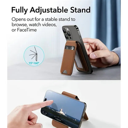 Adjustable Leather Lightweight Magnetic Phone Wallet Stand