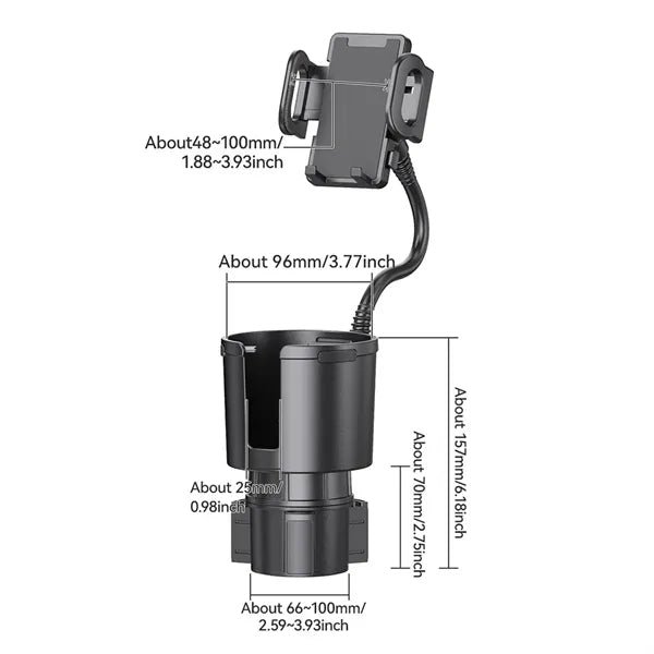 2 In 1 Adjustable Universal Cup Phone Holders For Car