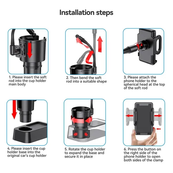 2 In 1 Adjustable Universal Cup Phone Holders For Car
