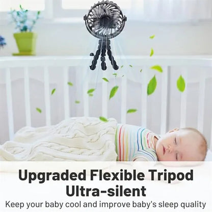 360 Rotate Flexible Mini Stroller Fans with Night Light