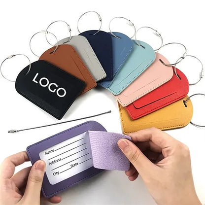 Privacy Cover ID Labels PU Leather Luggage Tags