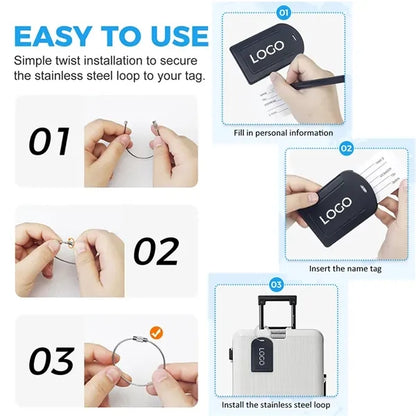 Privacy Cover ID Labels PU Leather Luggage Tags