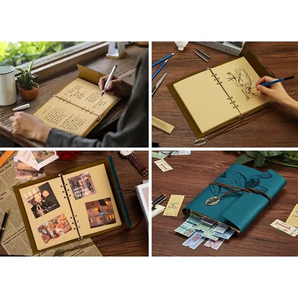 Vintage PU Leather Plain Blank Pages Journal Notebook