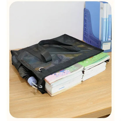 Lightweight Mesh Tote Bag with Zipper and Double Side Pocket