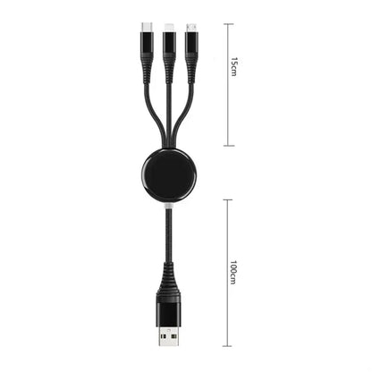 3-in-1 Braided Charging Cable with Light-Up Logo