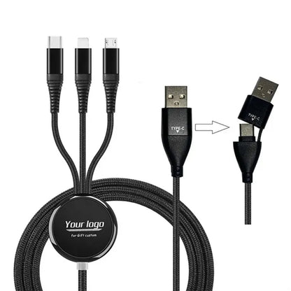 3-in-1 Braided Charging Cable with Light-Up Logo
