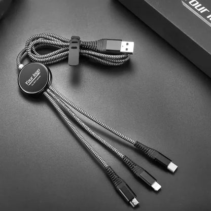 3-in-1 Braided Charging Cable with Light-Up Logo