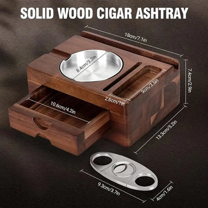 Wooden Cigar Ashtrays with Cutter & Phone Holder