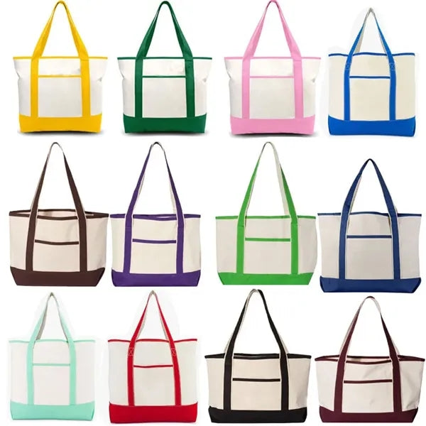 Canvas Tote Bag with Zipper Pocket