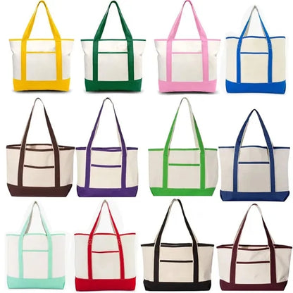 Canvas Tote Bag with Zipper Pocket