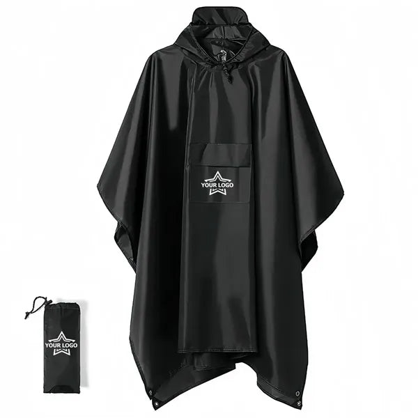 Hooded Rain Poncho Waterproof Raincoat Jacket with Pocket