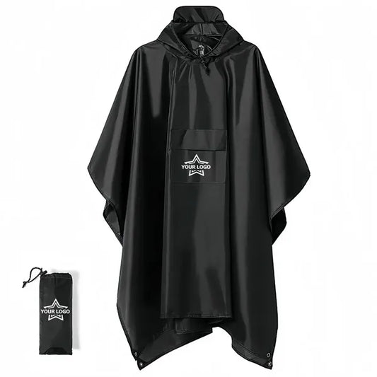 Hooded Rain Poncho Waterproof Raincoat Jacket with Pocket