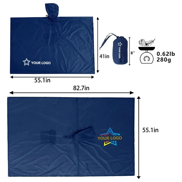 Hooded Rain Poncho Waterproof Raincoat Jacket with Pocket
