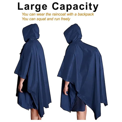 Hooded Rain Poncho Waterproof Raincoat Jacket with Pocket