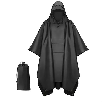 Hooded Rain Poncho Waterproof Raincoat Jacket with Pocket
