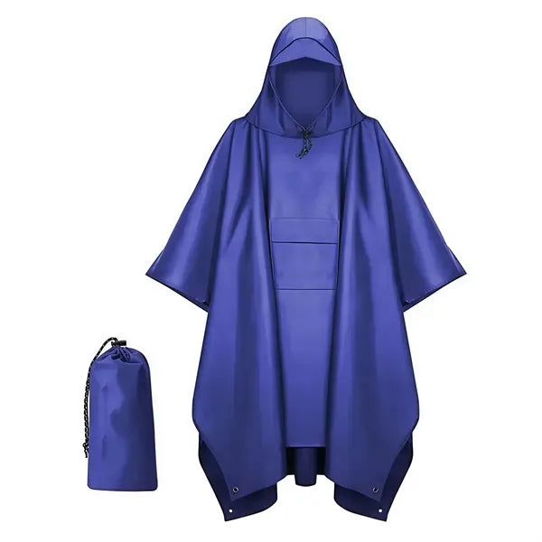Hooded Rain Poncho Waterproof Raincoat Jacket with Pocket