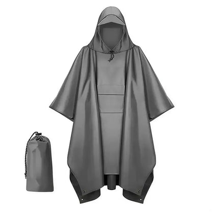 Hooded Rain Poncho Waterproof Raincoat Jacket with Pocket