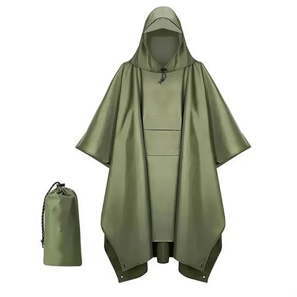 Hooded Rain Poncho Waterproof Raincoat Jacket with Pocket