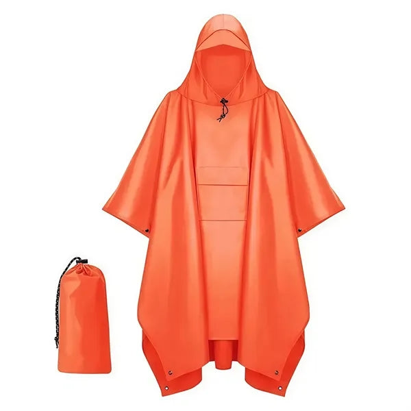 Hooded Rain Poncho Waterproof Raincoat Jacket with Pocket
