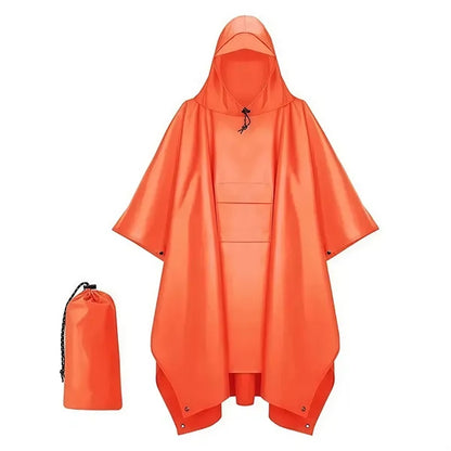 Hooded Rain Poncho Waterproof Raincoat Jacket with Pocket