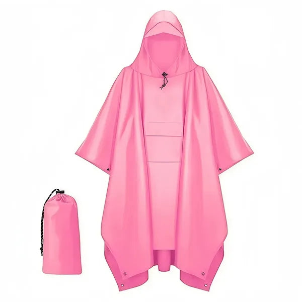 Hooded Rain Poncho Waterproof Raincoat Jacket with Pocket