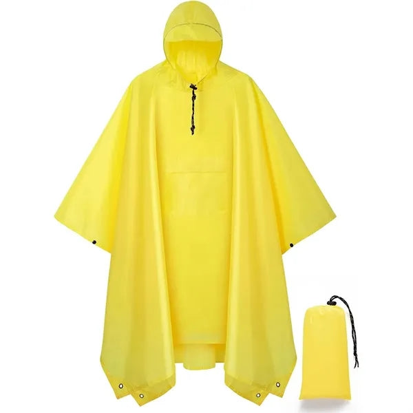 Hooded Rain Poncho Waterproof Raincoat Jacket with Pocket