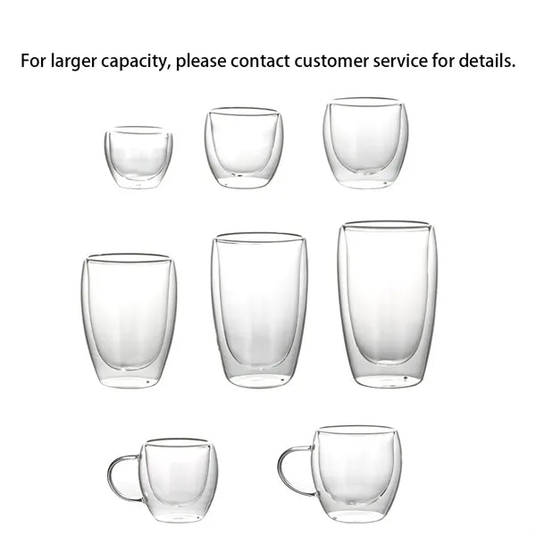 Insulated Double Wall Tumblers Glass Espresso Mugs Cups