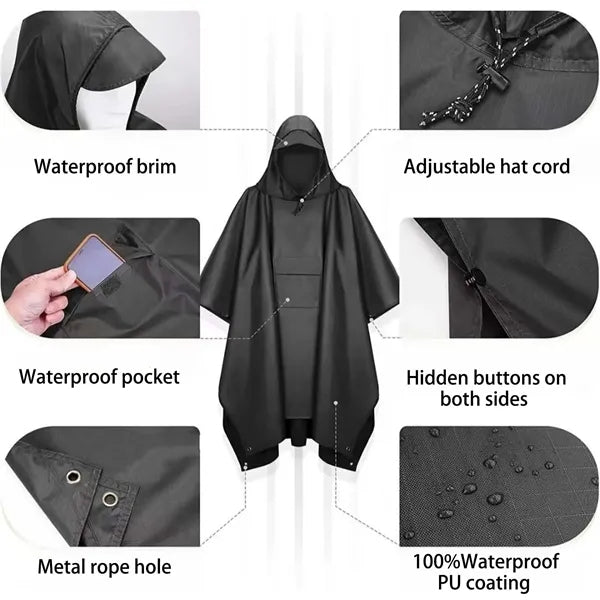 Multi Function Outdoor Rain Poncho Shelter Camping Mat