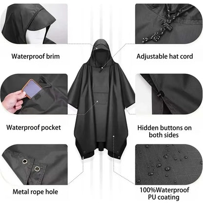 Multi Function Outdoor Rain Poncho Shelter Camping Mat
