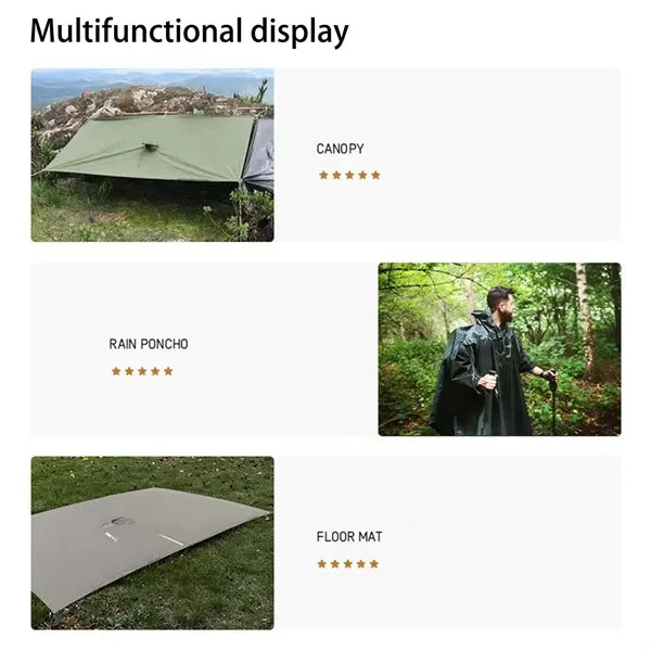 Multi Function Outdoor Rain Poncho Shelter Camping Mat