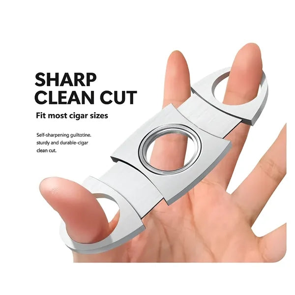 Stainless Steel Guillotine Cigar Cutter V Cut Double Blade