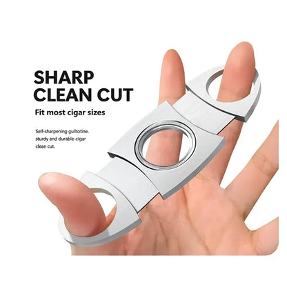 Stainless Steel Guillotine Cigar Cutter V Cut Double Blade