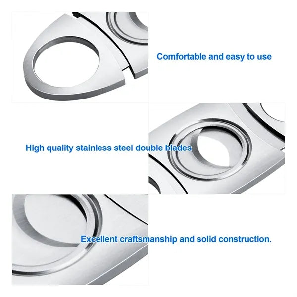 Stainless Steel Guillotine Cigar Cutter V Cut Double Blade