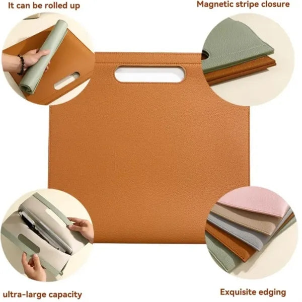 A4 Lychee Pattern Handheld Document Bag