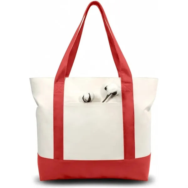 Canvas Tote Bag with Zipper and Side Pocket