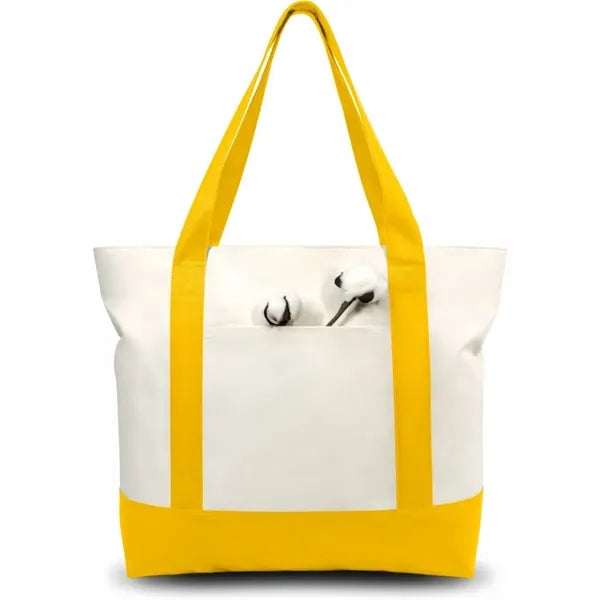 Canvas Tote Bag with Zipper and Side Pocket
