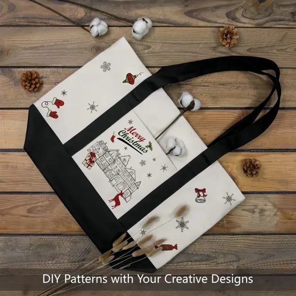 Canvas Tote Bag with Zipper and Side Pocket