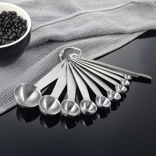 10 Piece Stainless Measuring Spoon Set With Ounce Scale