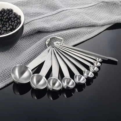10 Piece Stainless Measuring Spoon Set With Ounce Scale