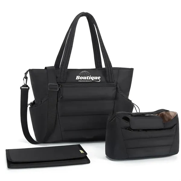 Feature-rich diaper bag set with matching stroller organizer