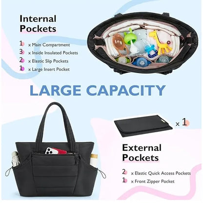 Feature-rich diaper bag set with matching stroller organizer