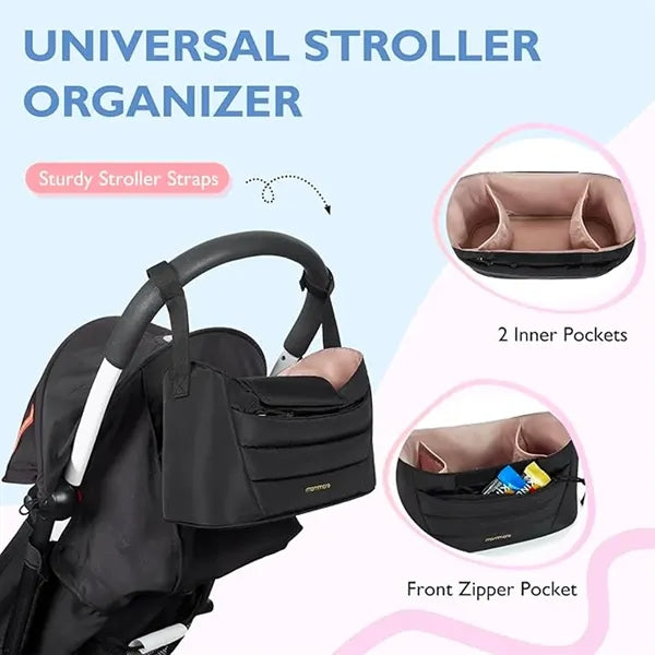 Feature-rich diaper bag set with matching stroller organizer