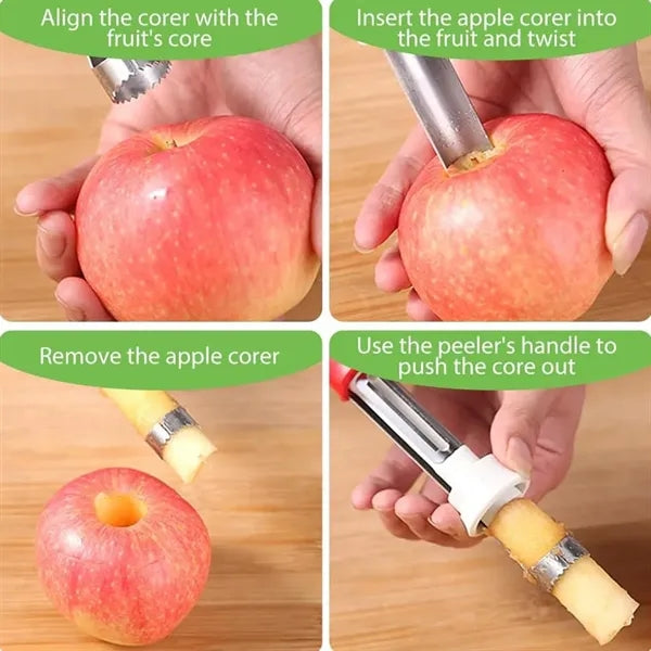 2-In-1 Stainless Steel Retractable Fruit Corer Peeler