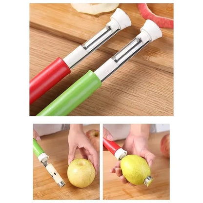 2-In-1 Stainless Steel Retractable Fruit Corer Peeler