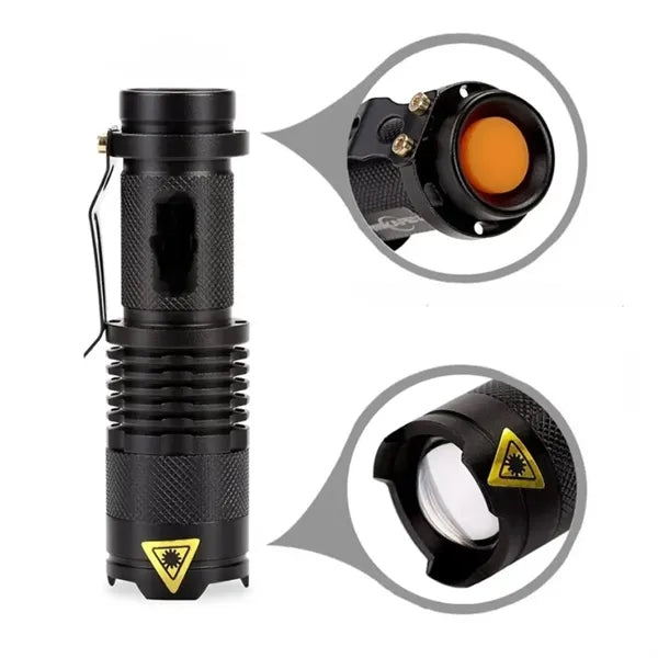 Compact LED Zoom Flashlight for Outdoor